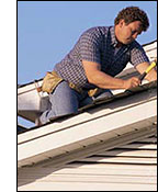 Roofer working on a roof